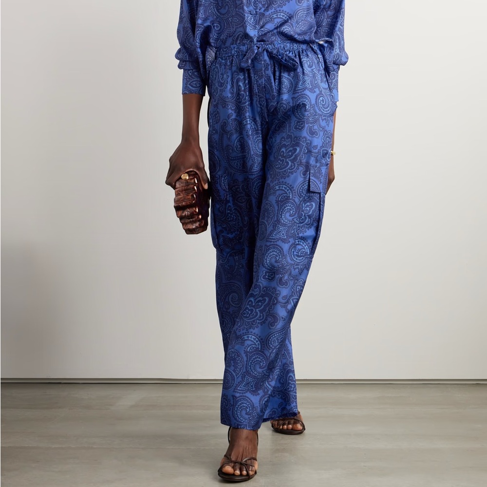 Zimmermann Pants Ottie Paisley Silk Wide Leg‎ Bohemian Palazzo Trousers US 2P